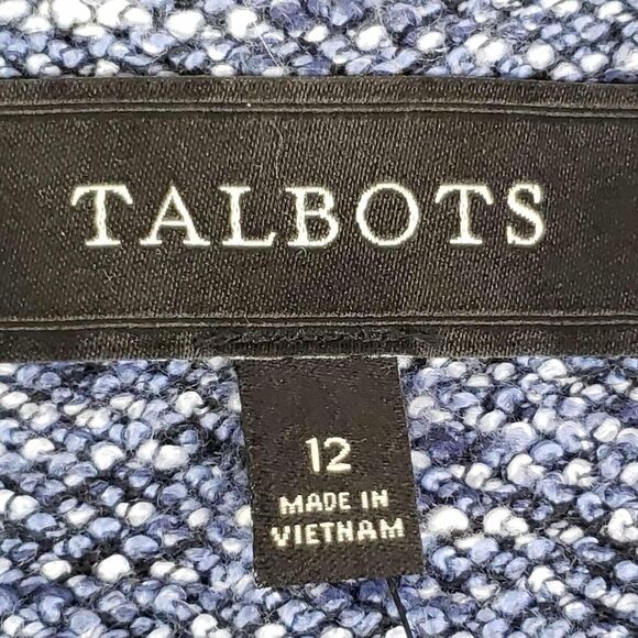 Talbots Blazer Women's Size 12 Blue Tweed Long Sleeve Jacket Stretch Knit - Picture 7 of 9